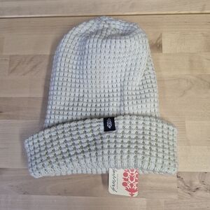 Free People Waffel Knit  Beanie Off White Color